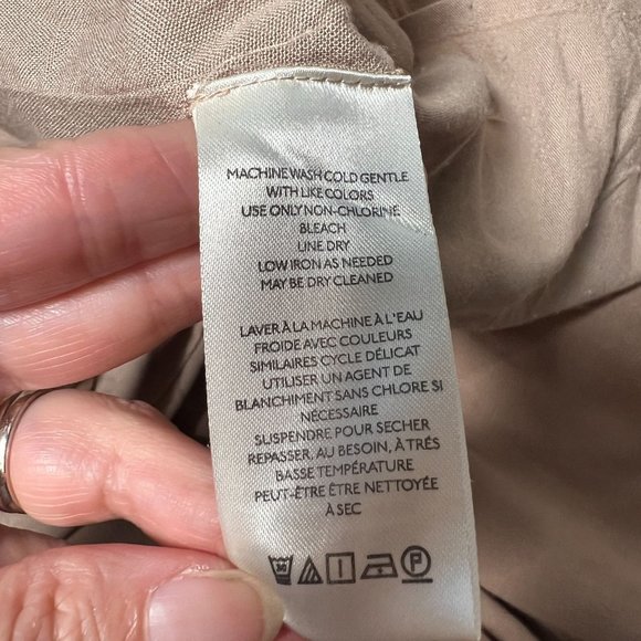 Anthropologie The Somerset Flowy Maxi Dress Linen Tiered Tan Light Brown XSP - Picture 14 of 15